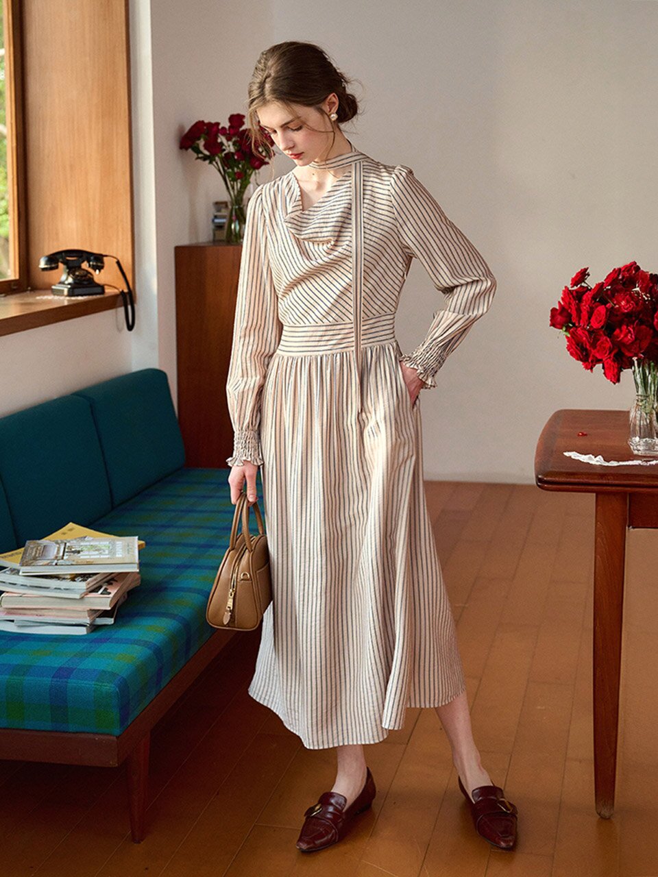 SR_Antique hemp striped dress