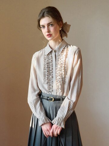 SR_Leaf striped shirt