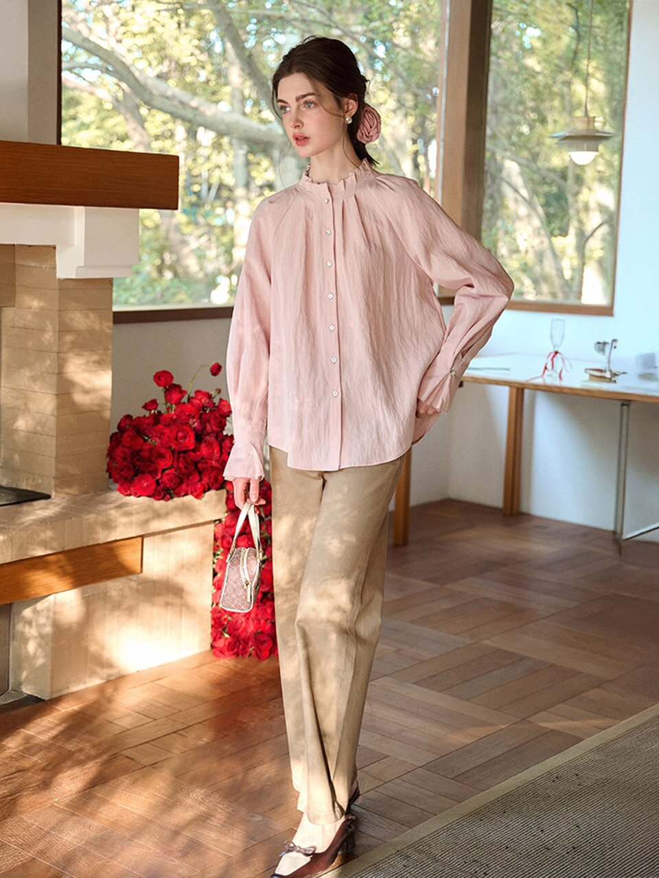 4/20일 예약배송_SR_French lapel lazy blouse