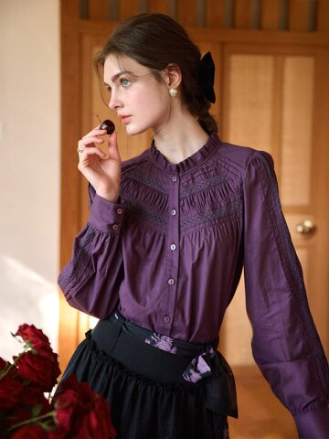 4/20일 예약배송_SR_Cotton ruffled collar blouse