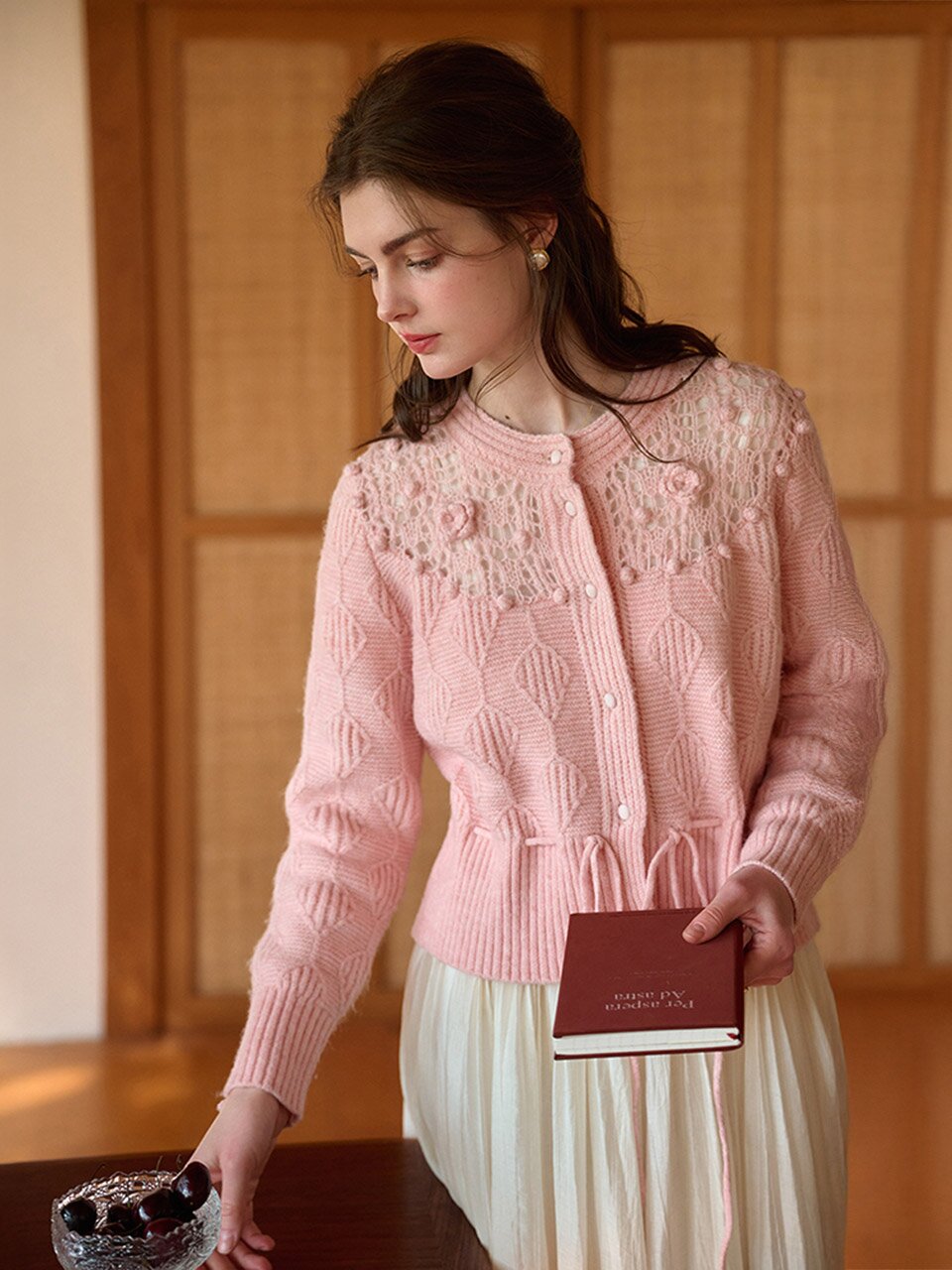 SR_Crochet long sleeve knit cardigan