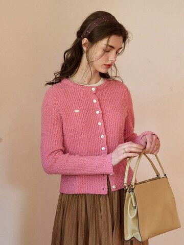 SR_Crew neck sweater cardigan_2color