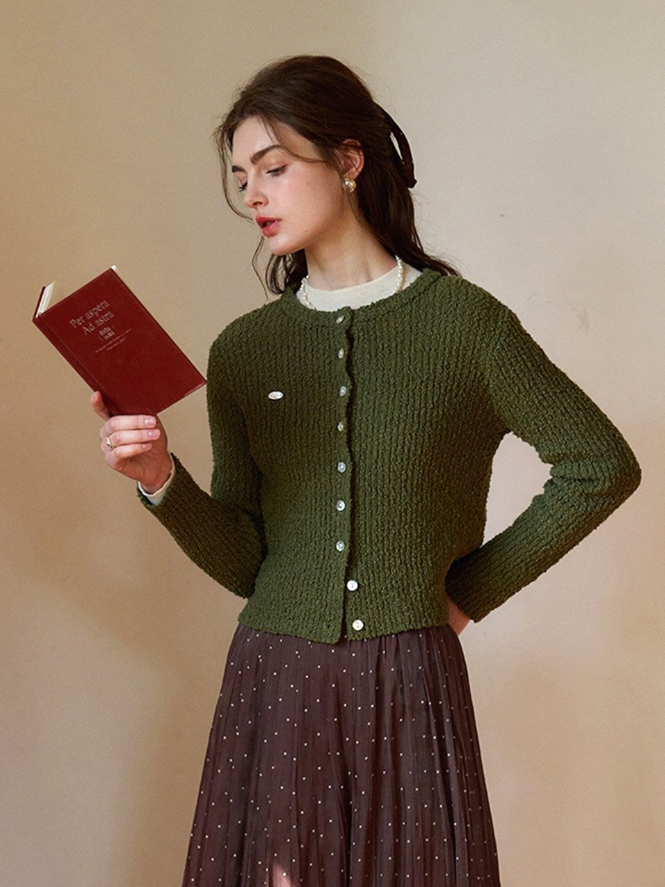 SR_Crew neck sweater cardigan_2color