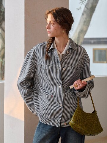 SR_Pinstripe denim shirt jacket_2color