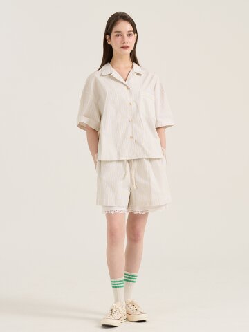 키아로 스트라이프 쇼츠 - 옐로우