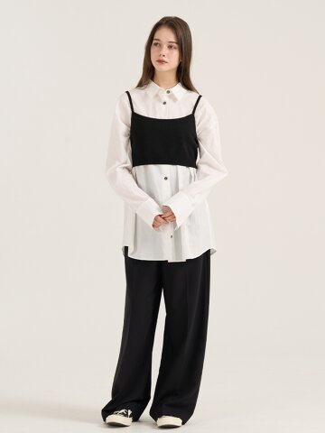 큐 니트 탑 - 블랙