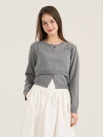 큐 니트 탑 - 그레이