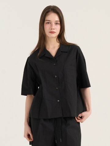 네로 숏 슬리브 셔츠 - 블랙