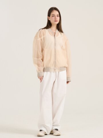 오스티나토 밴딩 와이드 팬츠 - 화이트