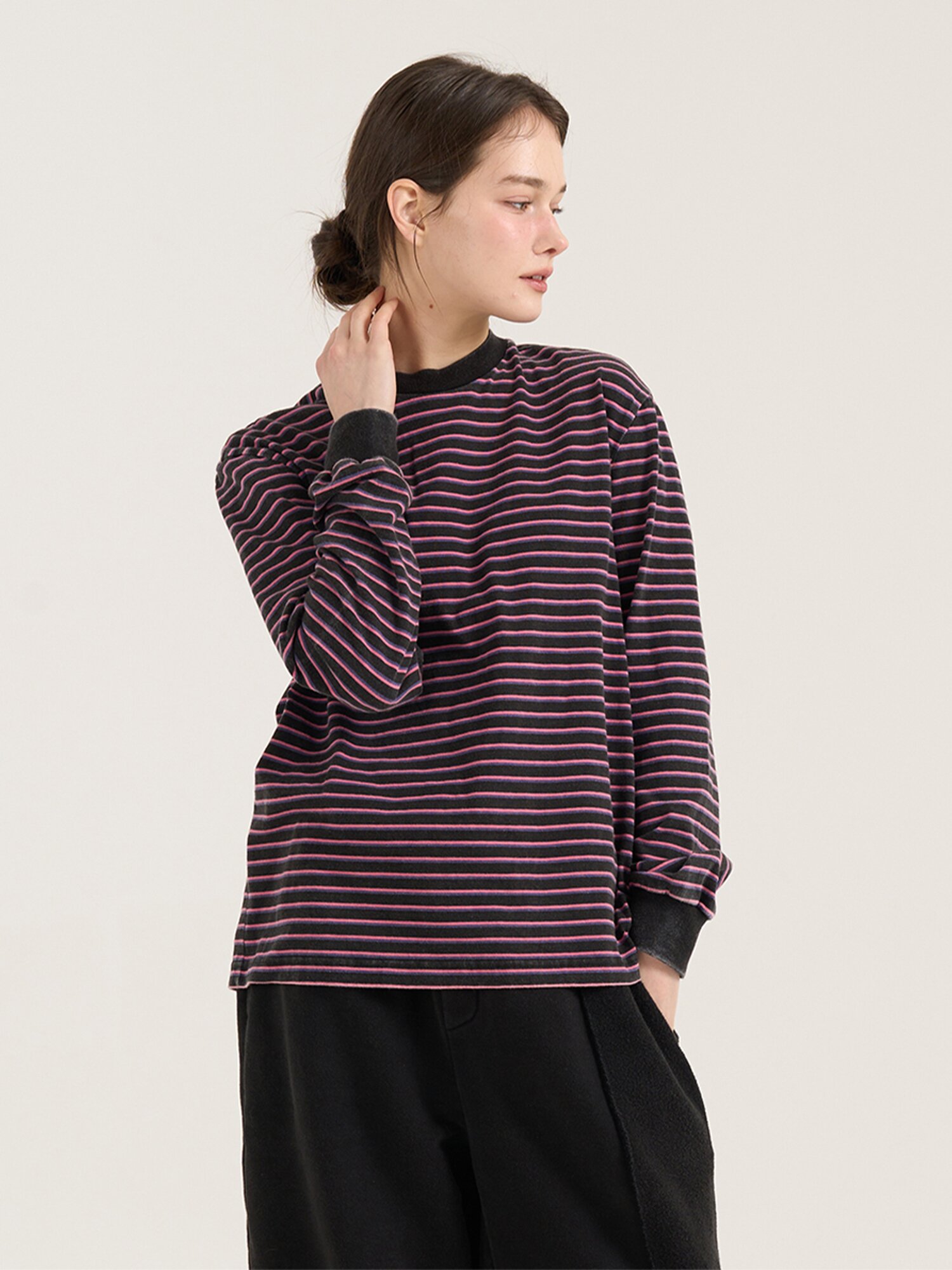Ritmico Stripe Long Sleeve T-shirt - Black