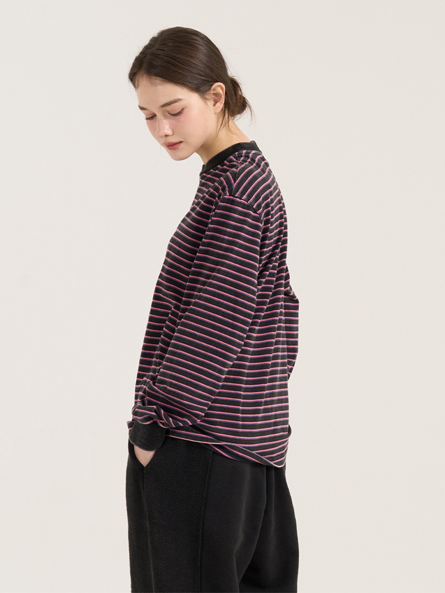 Ritmico Stripe Long Sleeve T-shirt - Black