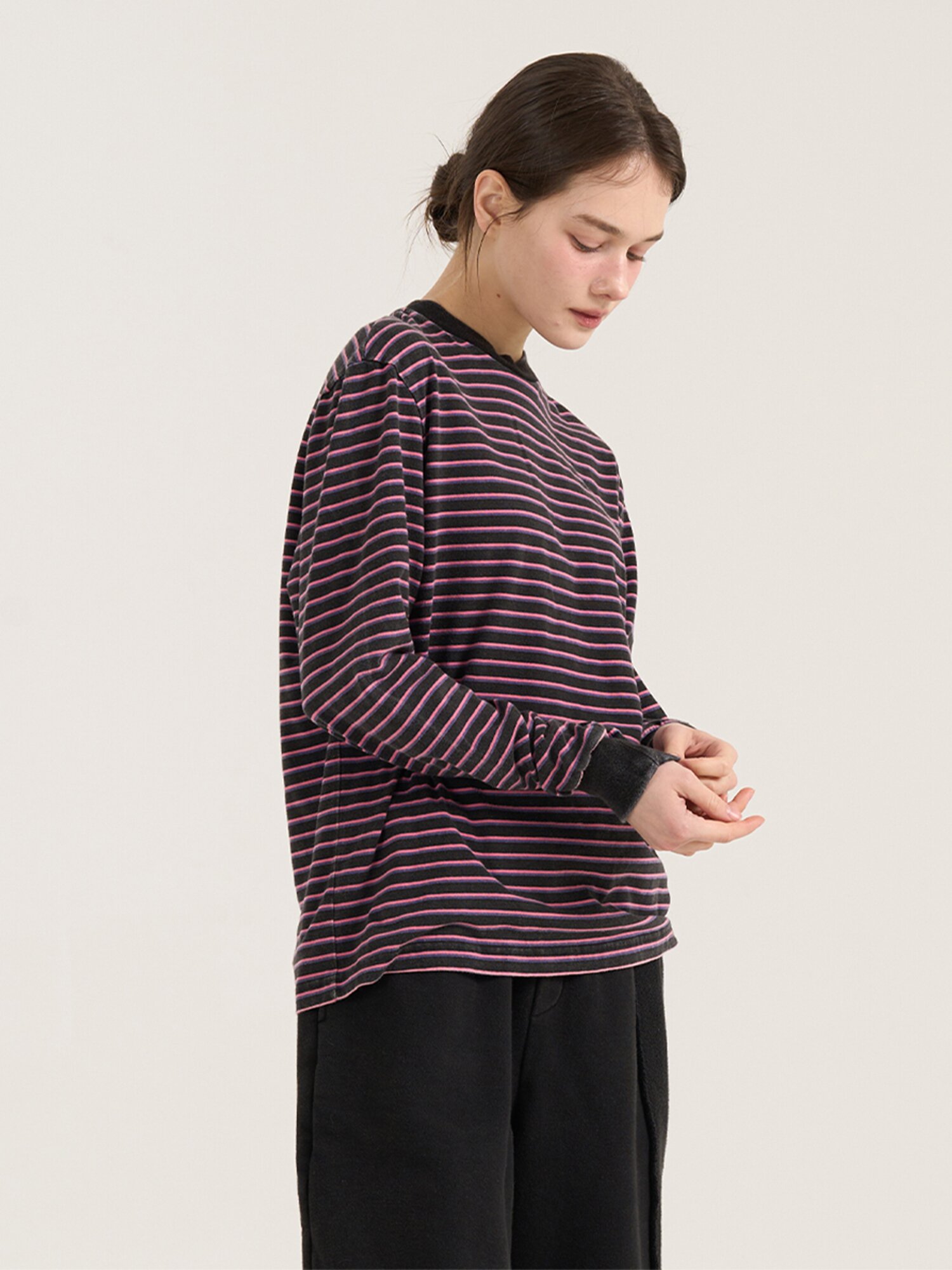 Ritmico Stripe Long Sleeve T-shirt - Black