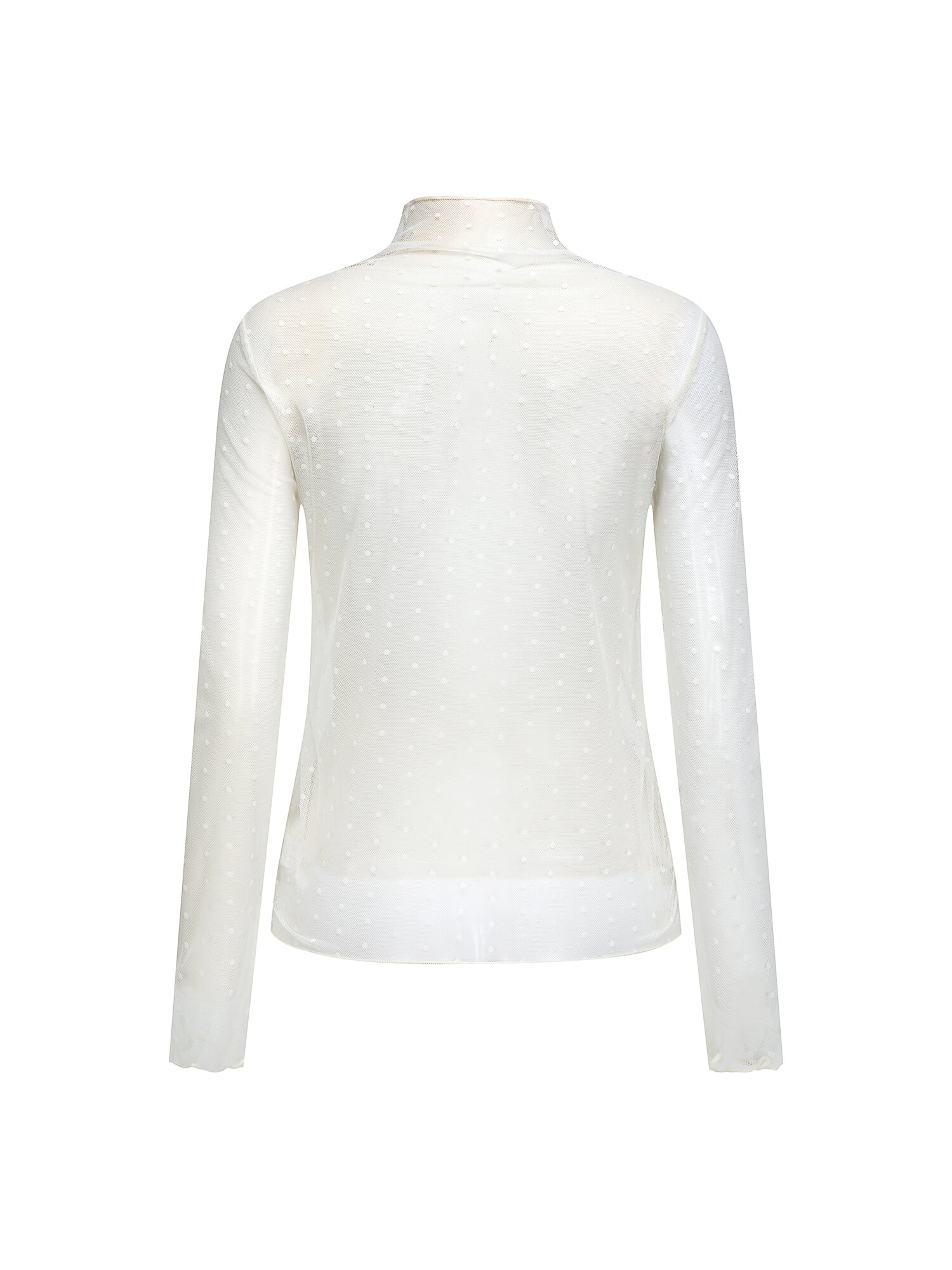 도트 튤 하이넥 티셔츠 (CREAM)