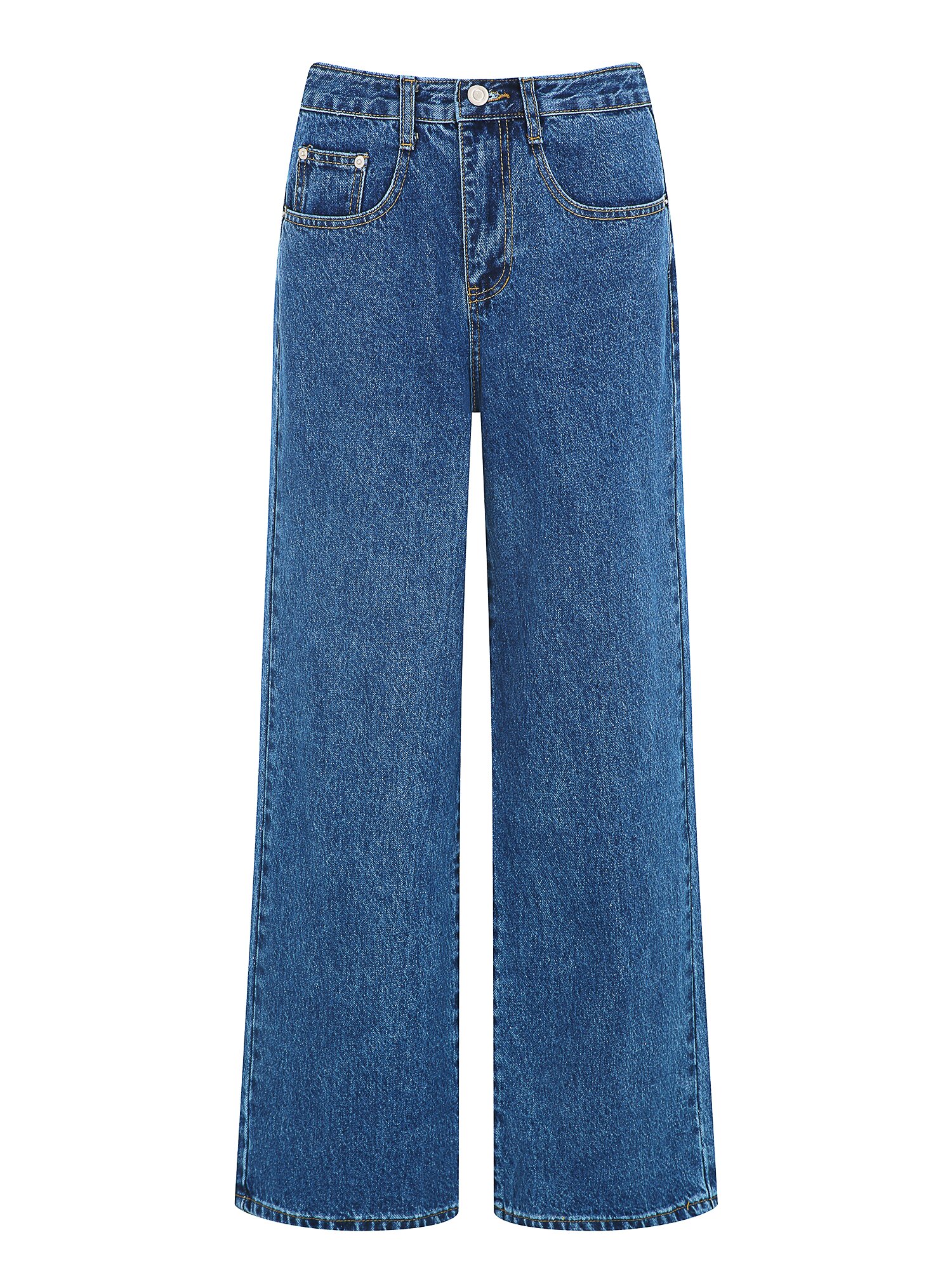 코튼 세미 와이드 데님 팬츠 (BLUE)