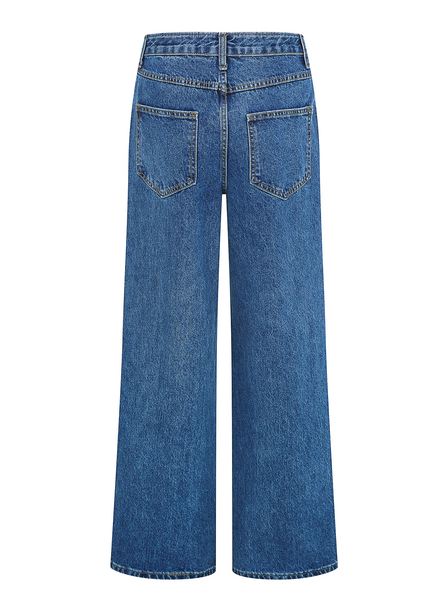 코튼 세미 와이드 데님 팬츠 (BLUE)