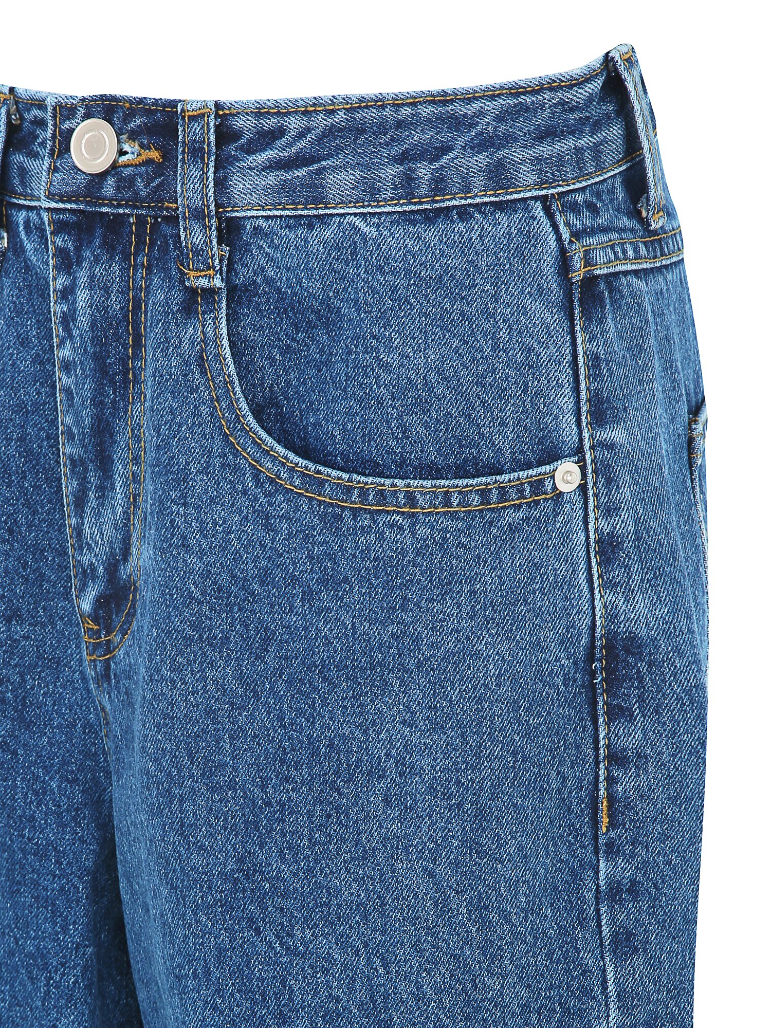 코튼 세미 와이드 데님 팬츠 (BLUE)