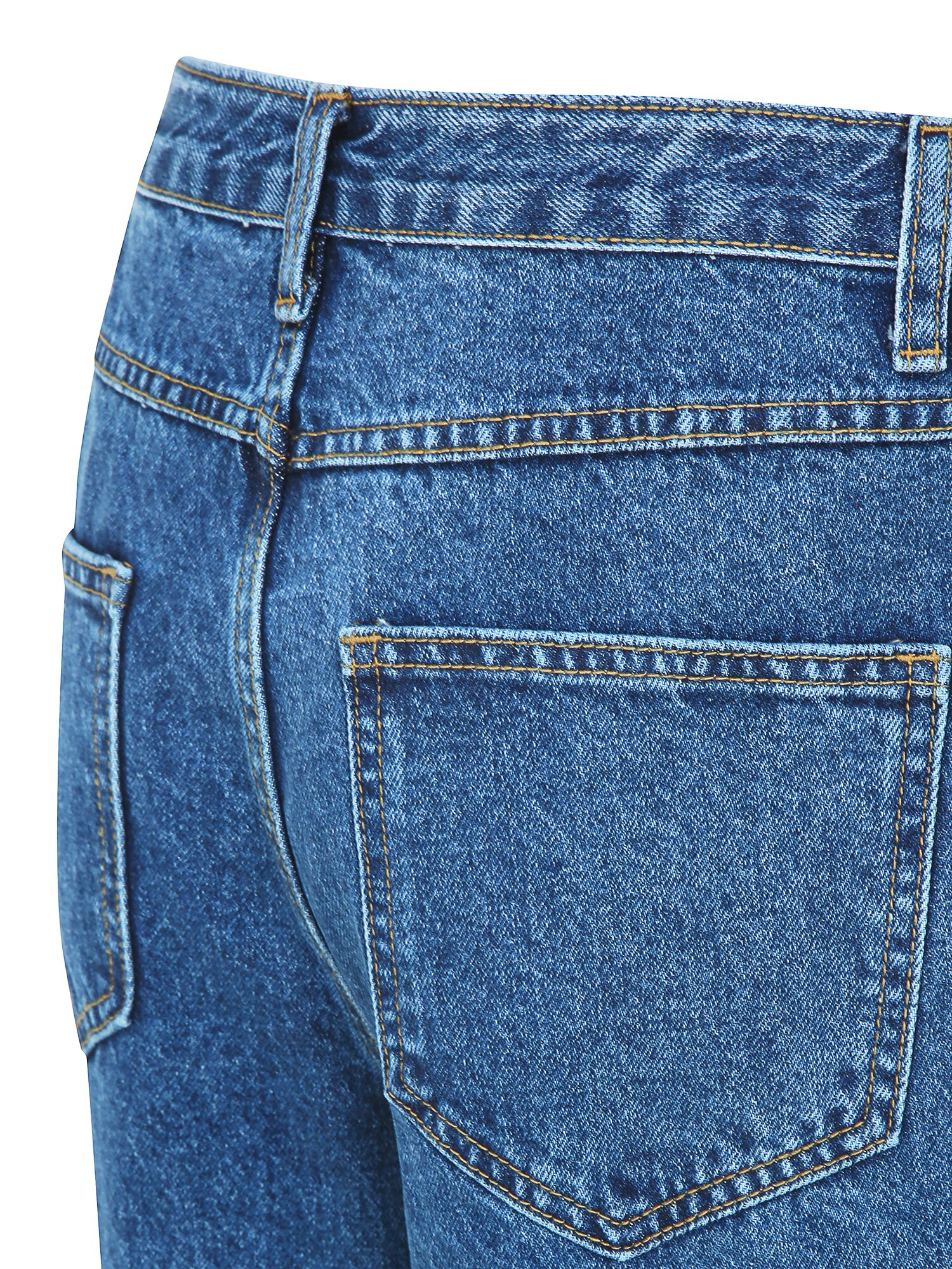 코튼 세미 와이드 데님 팬츠 (BLUE)