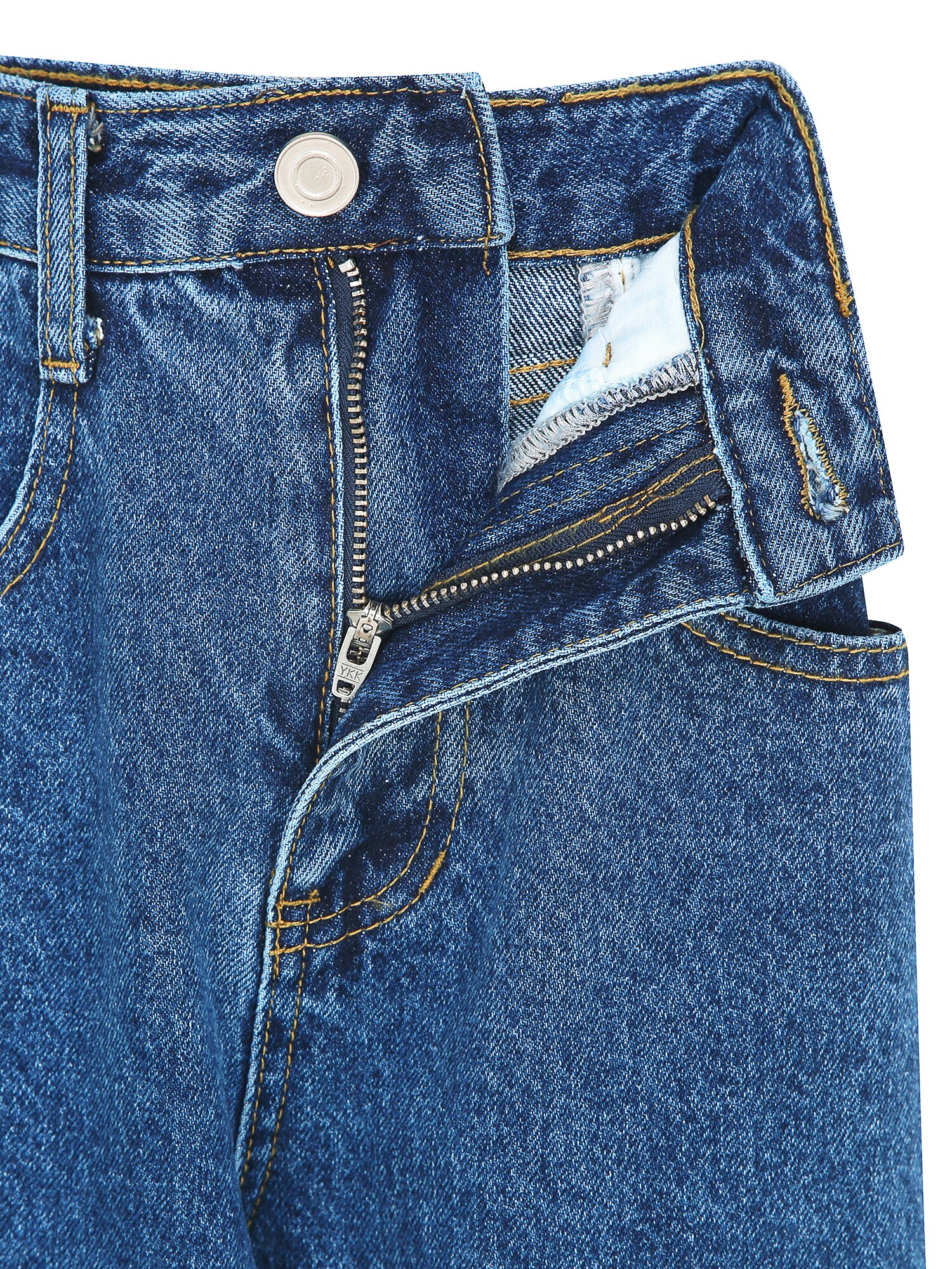 코튼 세미 와이드 데님 팬츠 (BLUE)