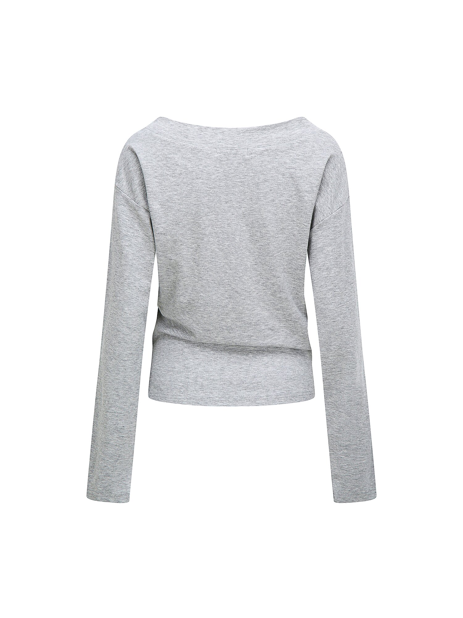 코튼 버튼 오프 숄더 티셔츠 (GREY)