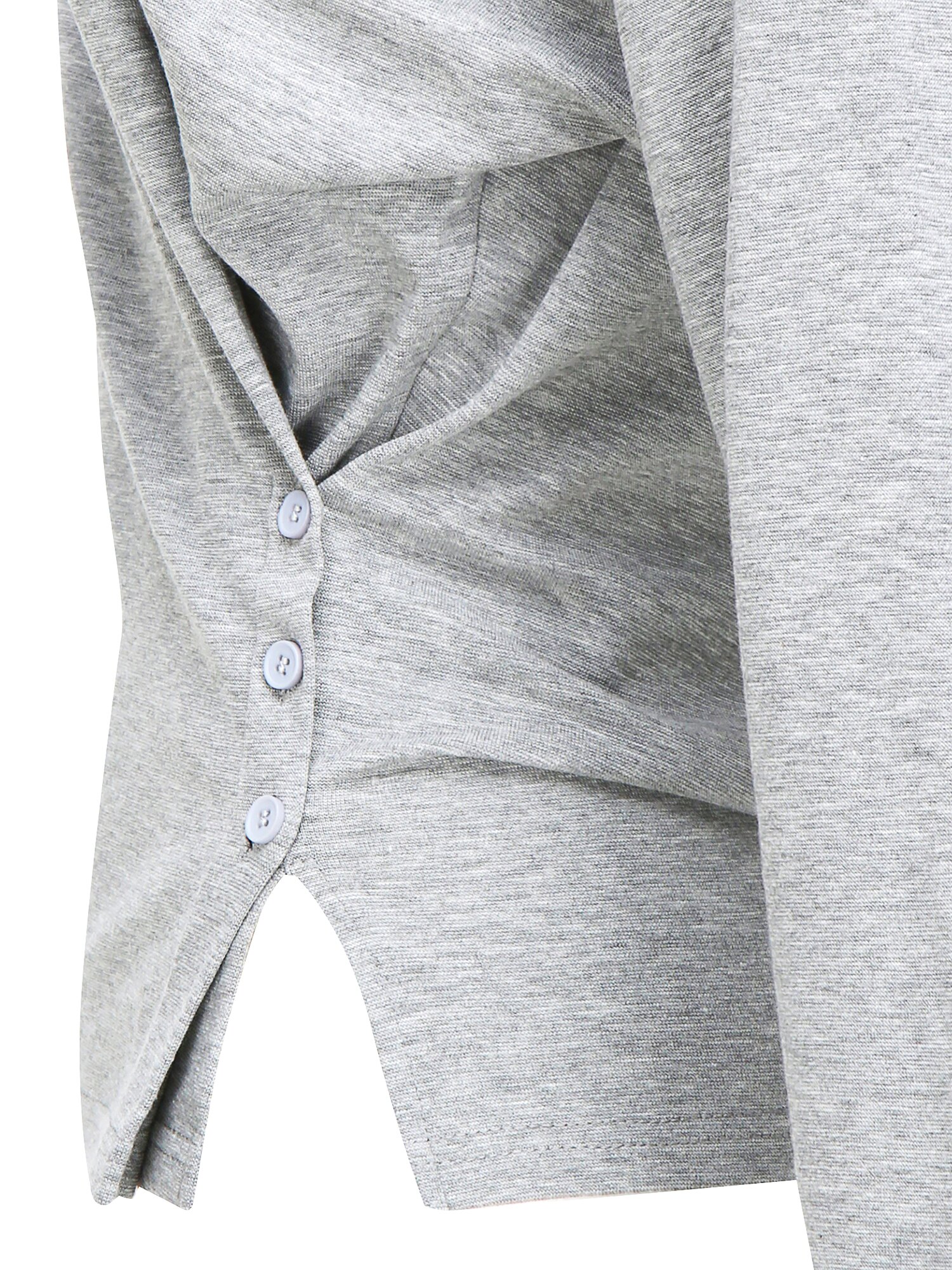 코튼 버튼 오프 숄더 티셔츠 (GREY)