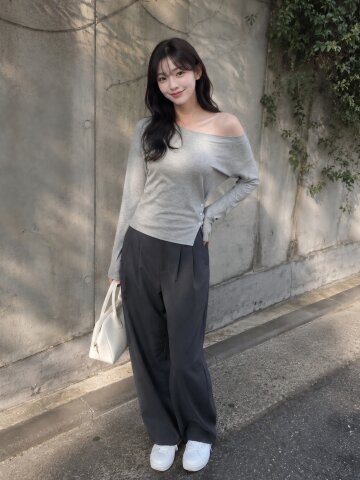 코튼 버튼 오프 숄더 티셔츠 