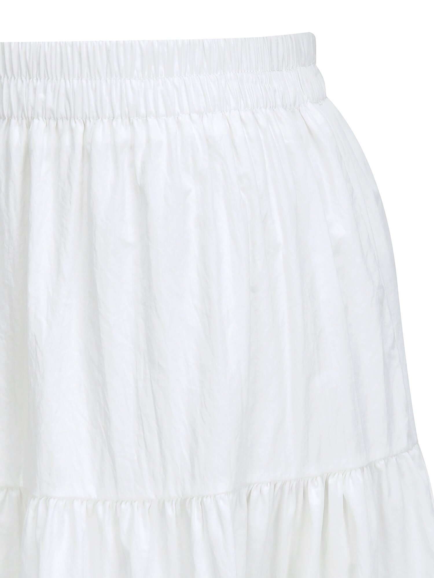 레이스 헴 티어드 밴딩 스커트 (WHITE)