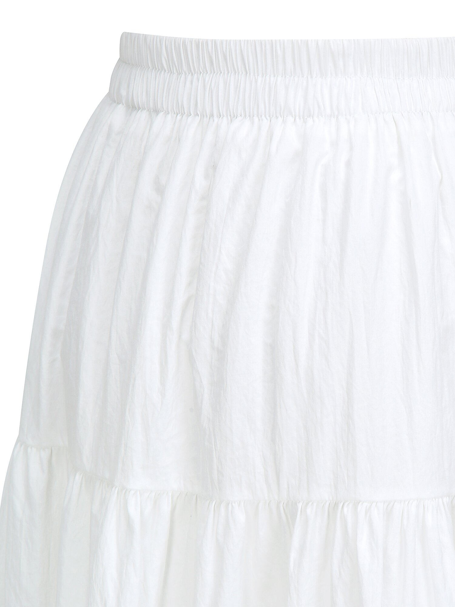 레이스 헴 티어드 밴딩 스커트 (WHITE)