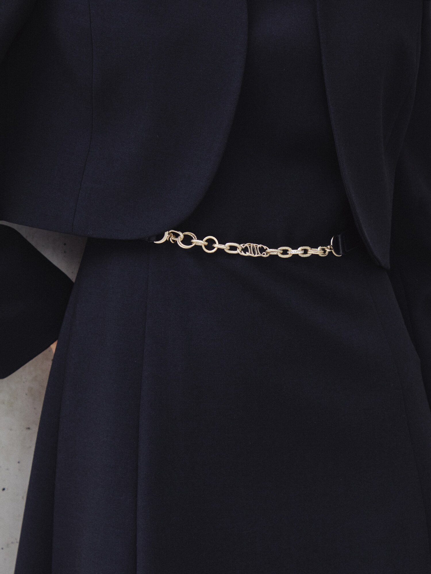 포멀 레이어드 미디 원피스 (NAVY)