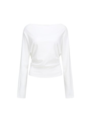 코튼 셔링 오프 숄더 티셔츠 