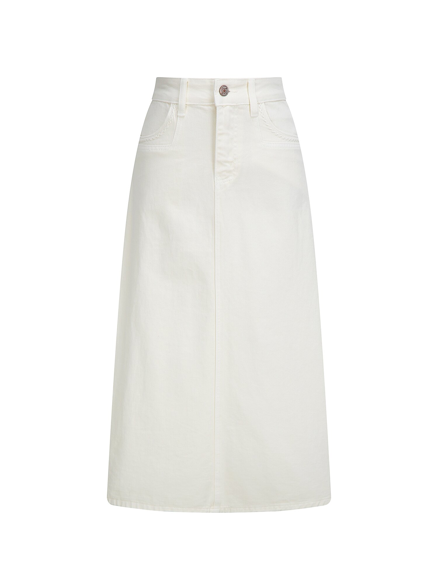 포켓 포인트 롱 데님 스커트 (WHITE)