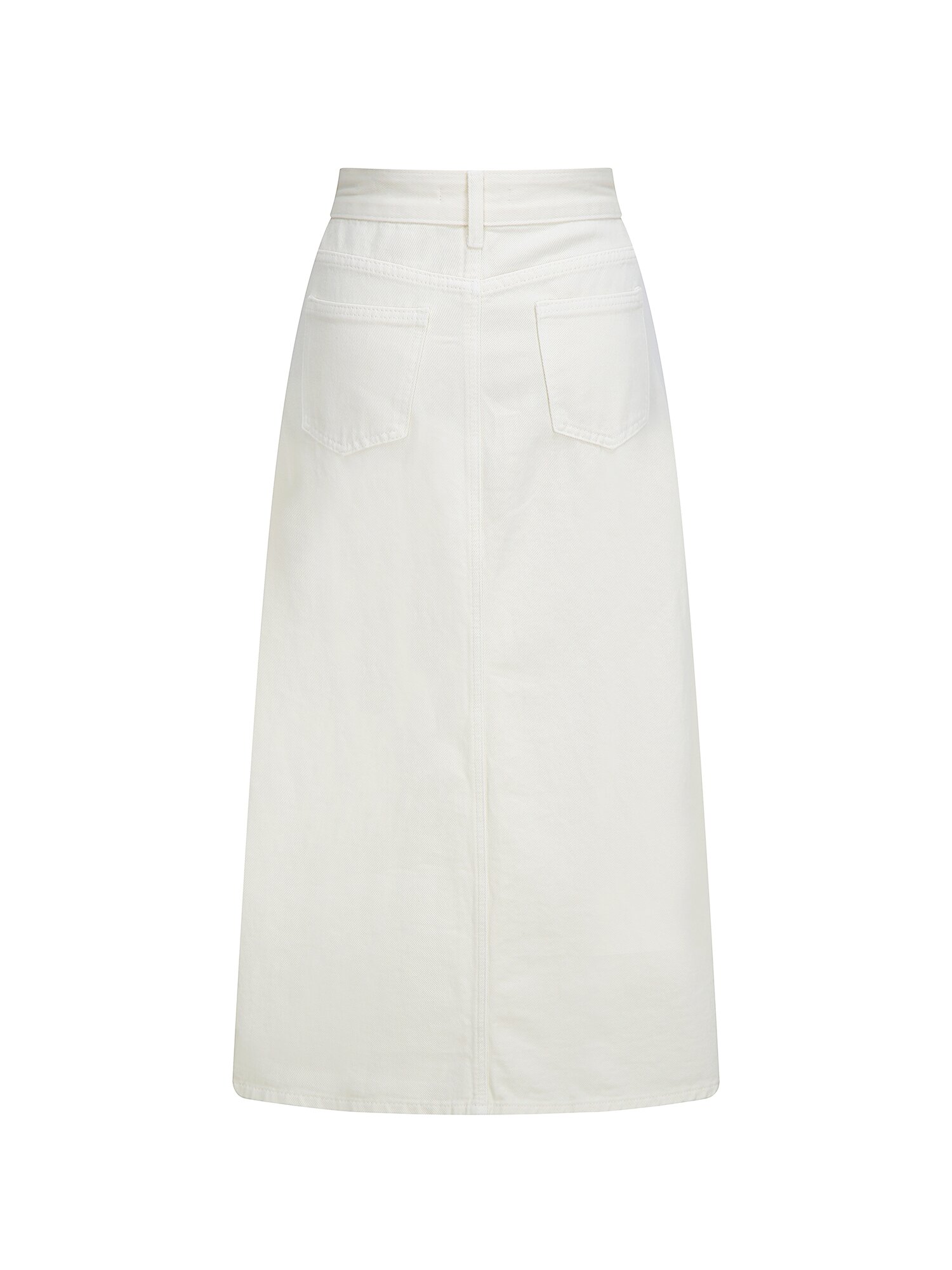 포켓 포인트 롱 데님 스커트 (WHITE)