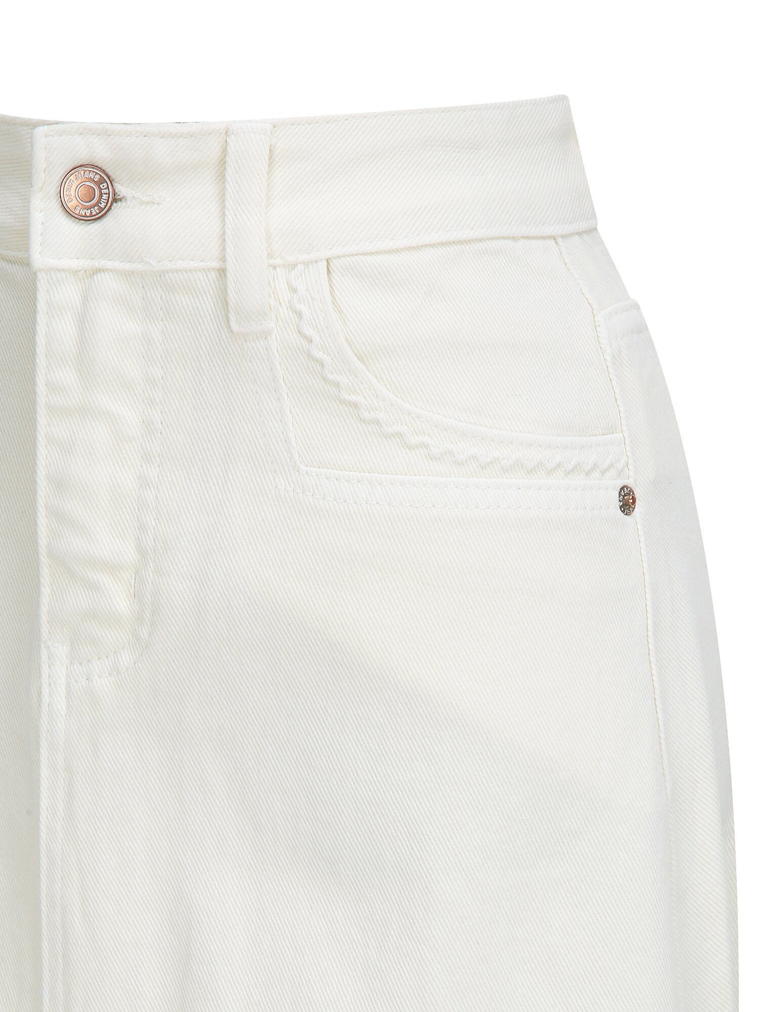 포켓 포인트 롱 데님 스커트 (WHITE)