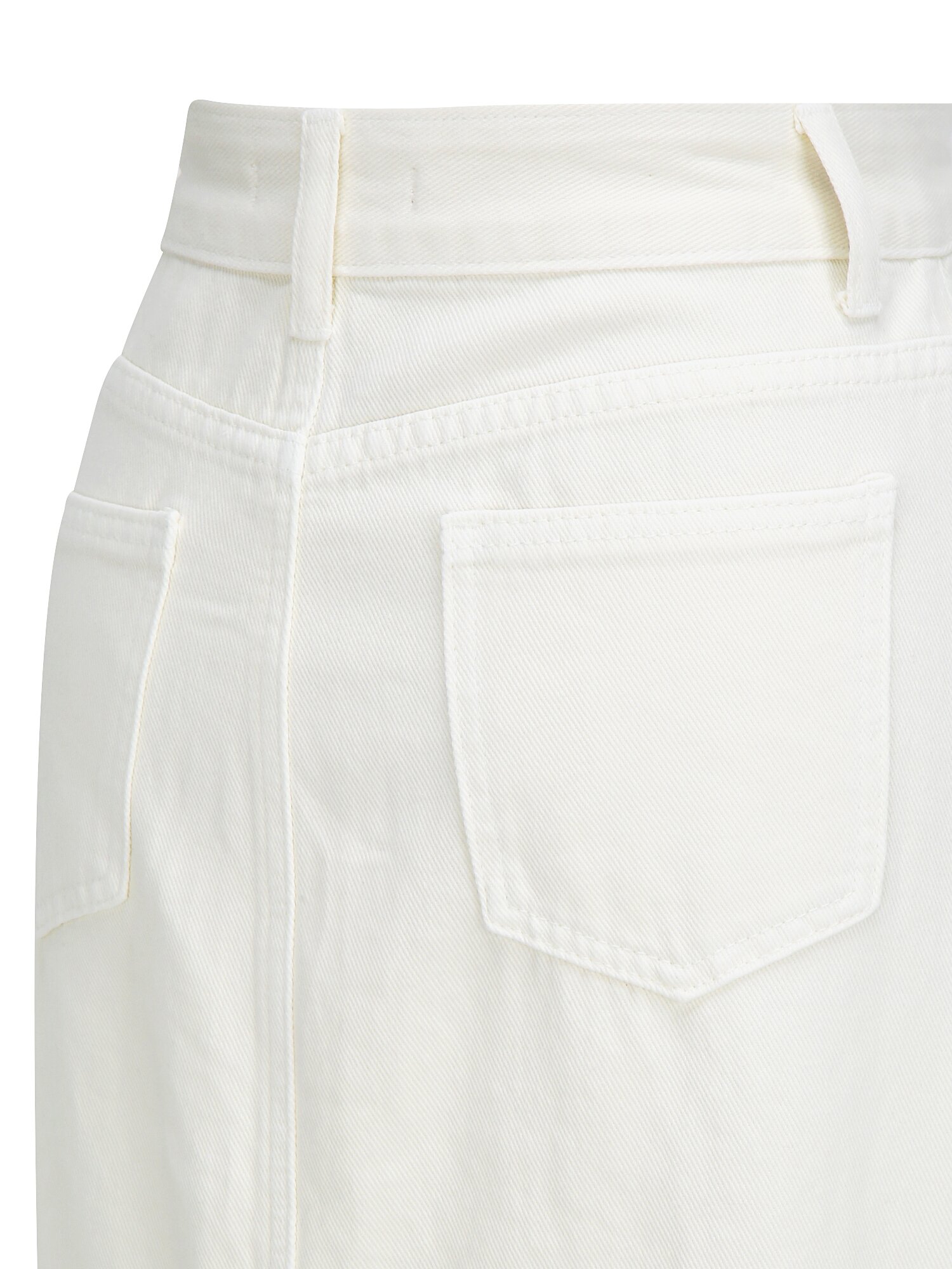 포켓 포인트 롱 데님 스커트 (WHITE)