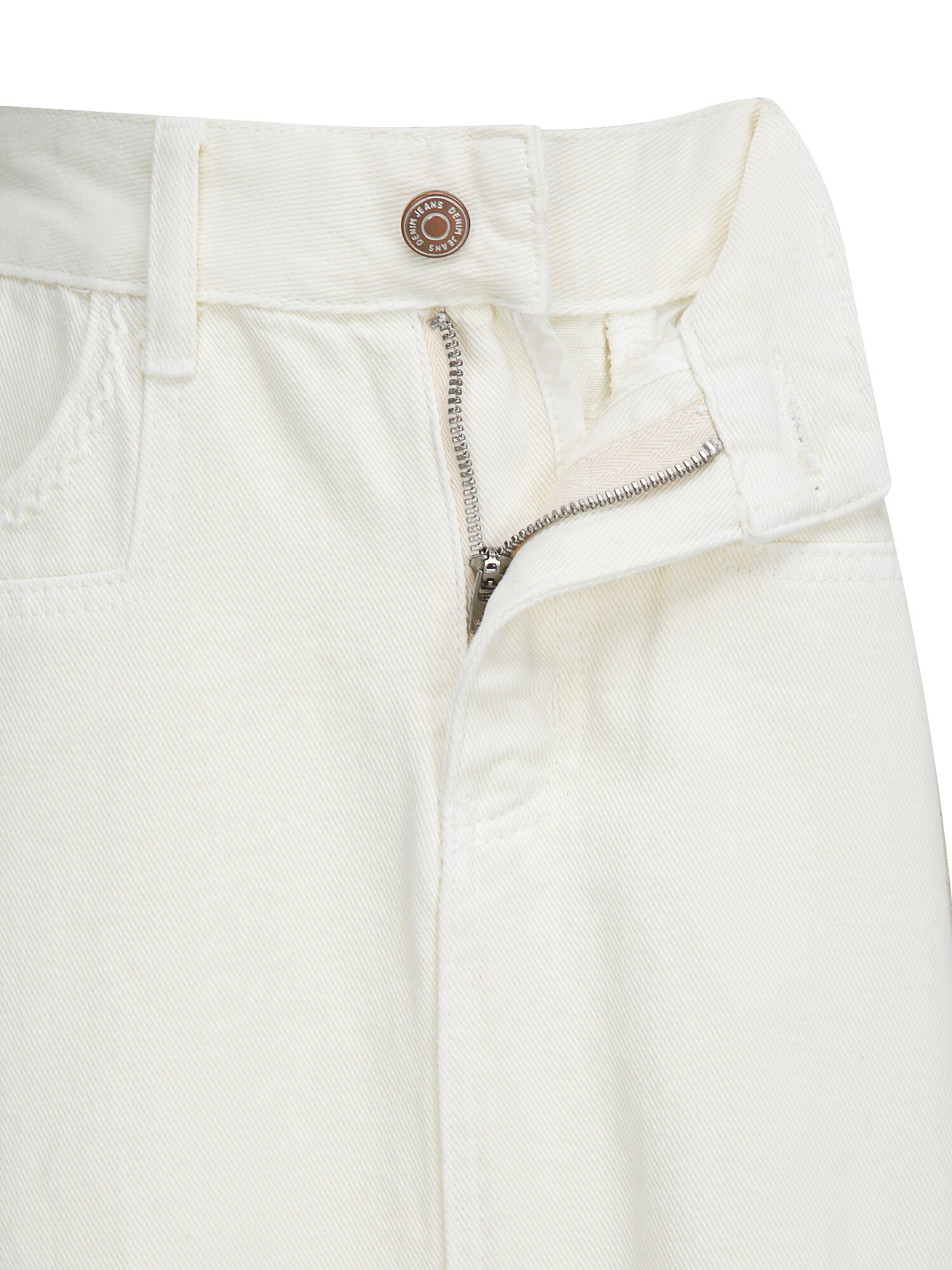 포켓 포인트 롱 데님 스커트 (WHITE)