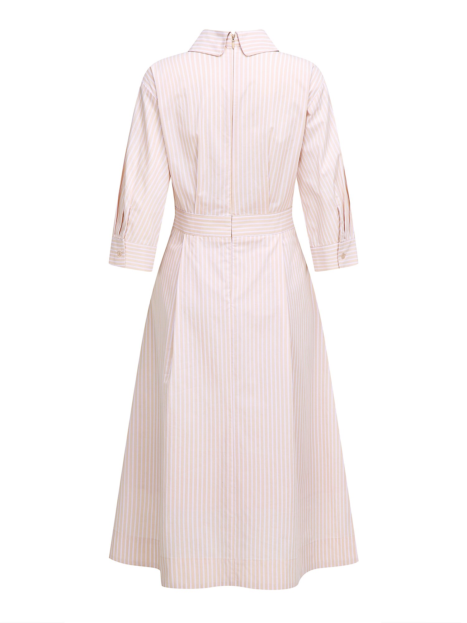 비조 장식 플레어 셔츠 원피스 (STRIPE BEIGE)