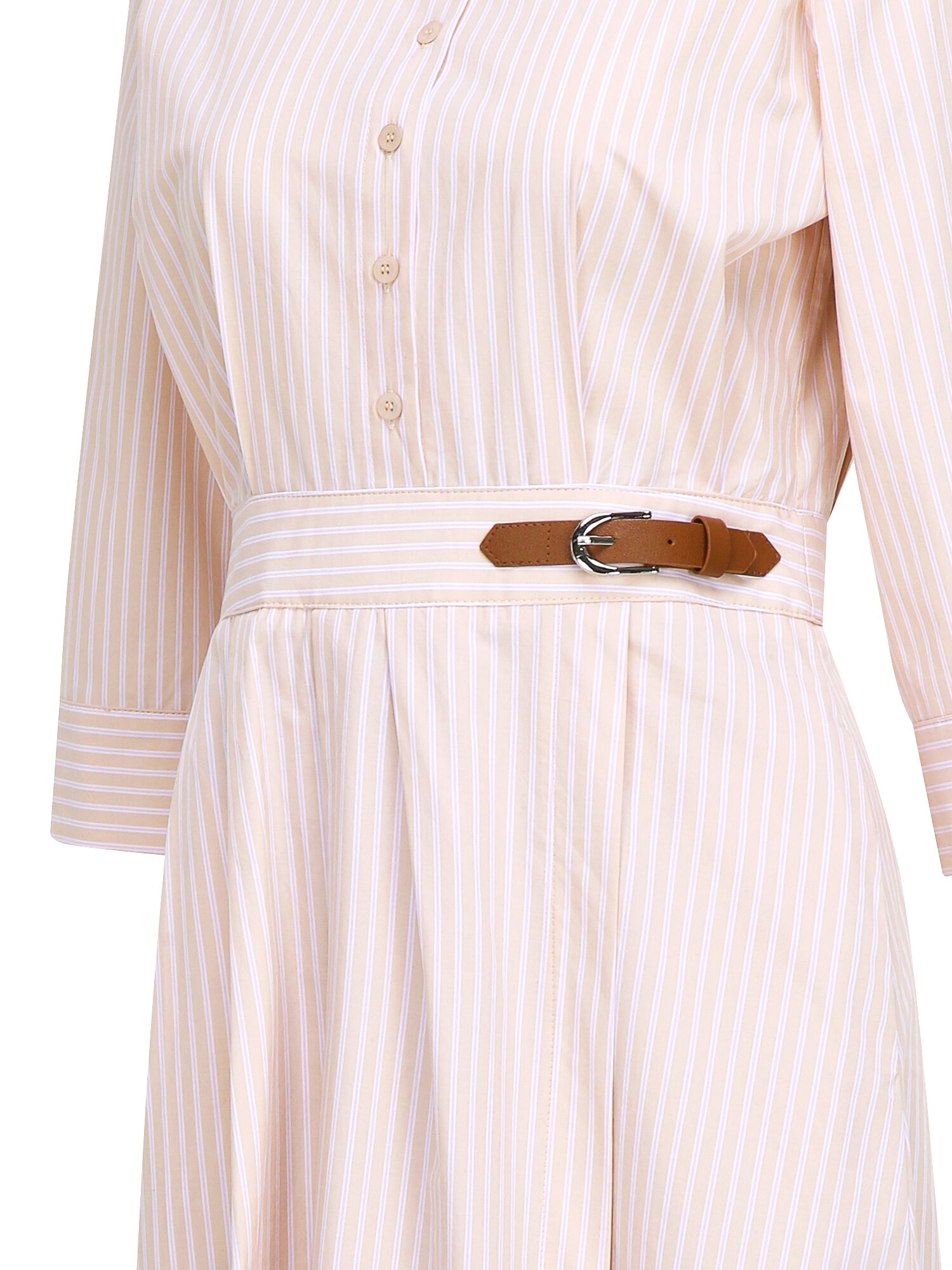 비조 장식 플레어 셔츠 원피스 (STRIPE BEIGE)