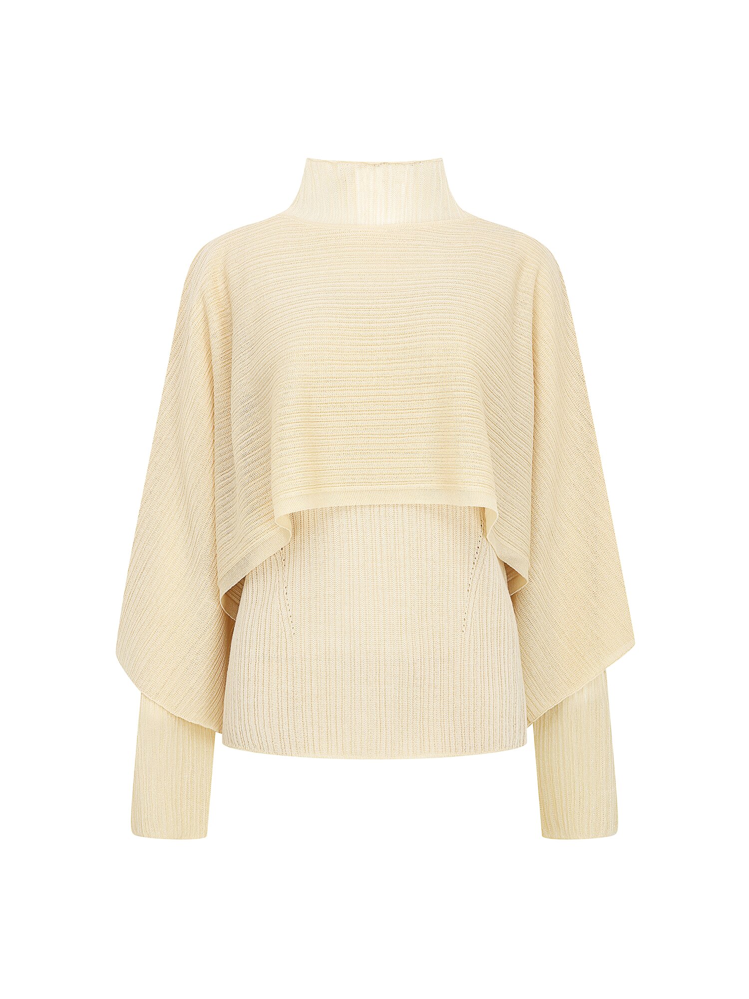 하이넥 풀오버 니트 +케이프 세트 (LIGHT BEIGE)