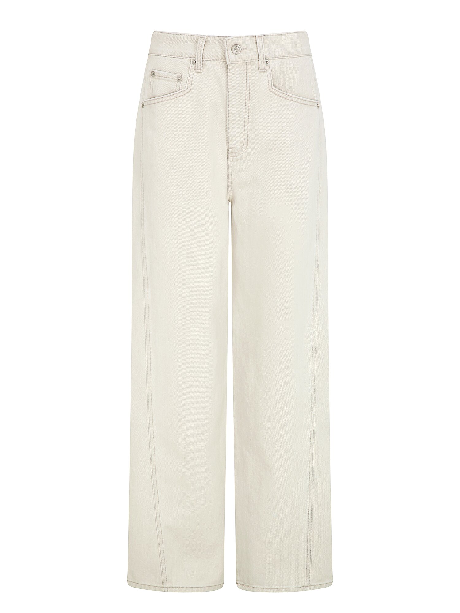 사선 절개 와이드 데님 팬츠 (BEIGE)