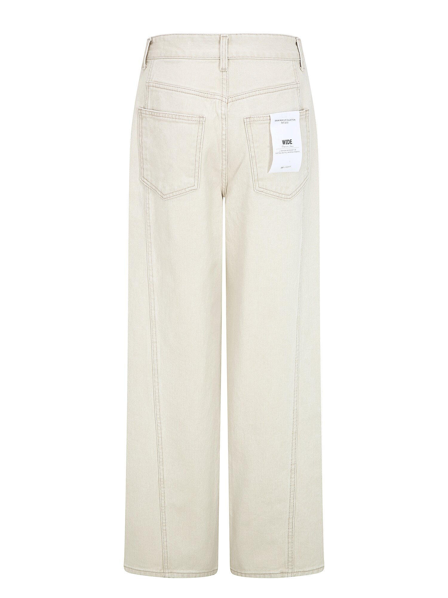 사선 절개 와이드 데님 팬츠 (BEIGE)