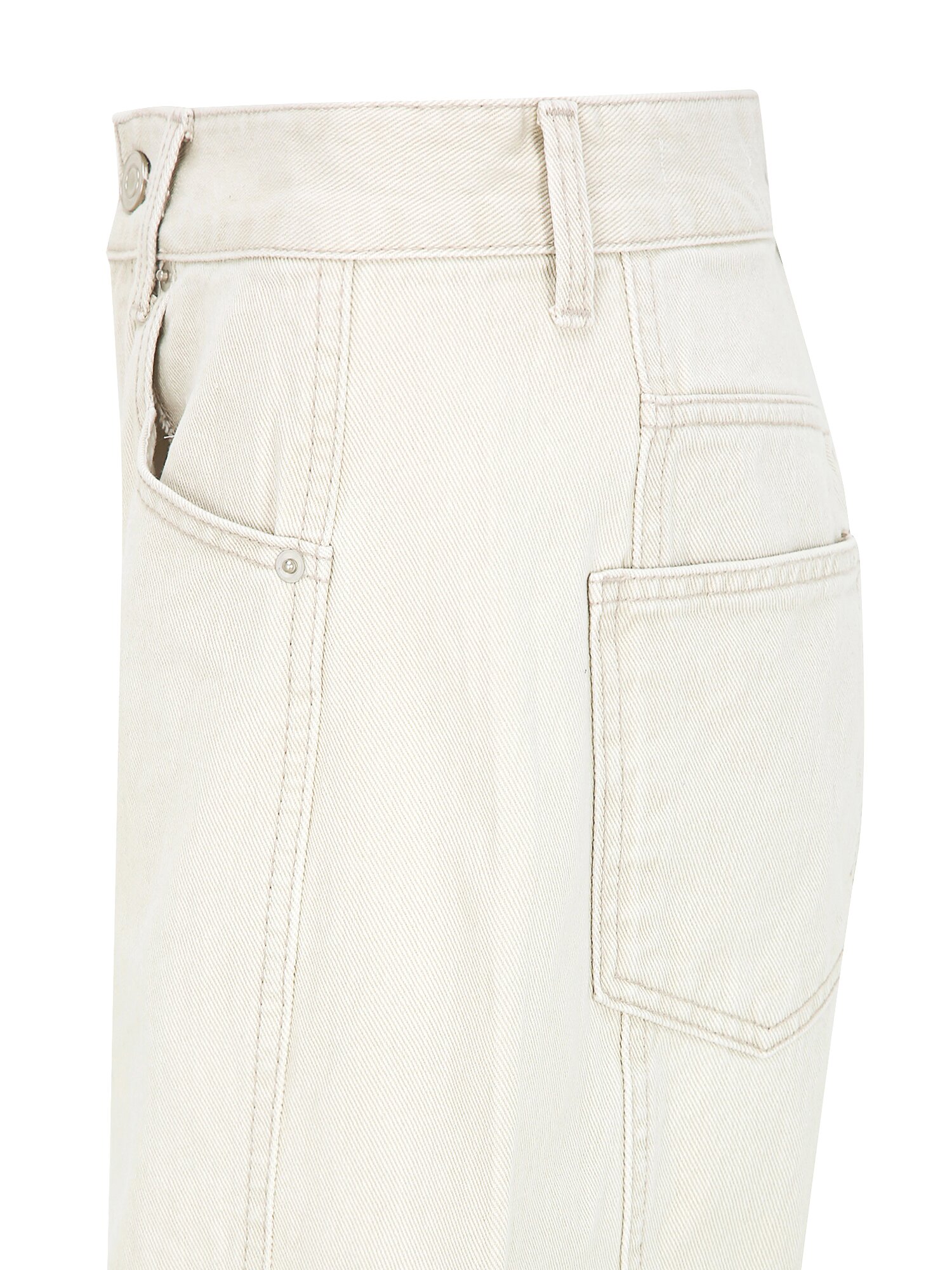 사선 절개 와이드 데님 팬츠 (BEIGE)