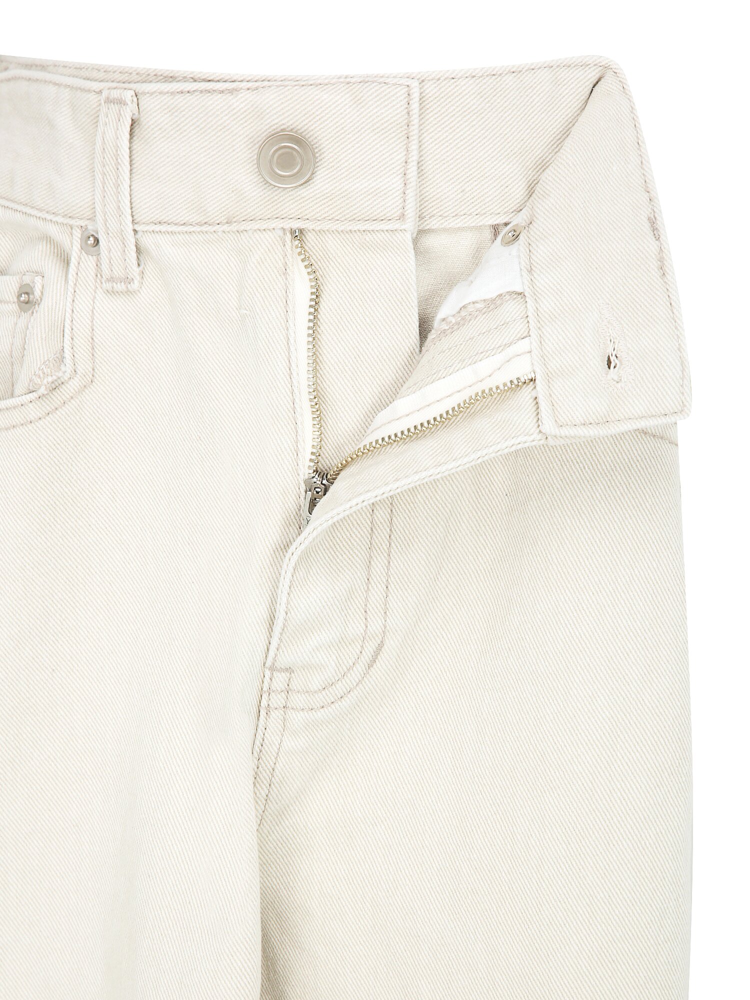 사선 절개 와이드 데님 팬츠 (BEIGE)