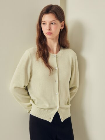 울 베이직 라운드넥 가디건 