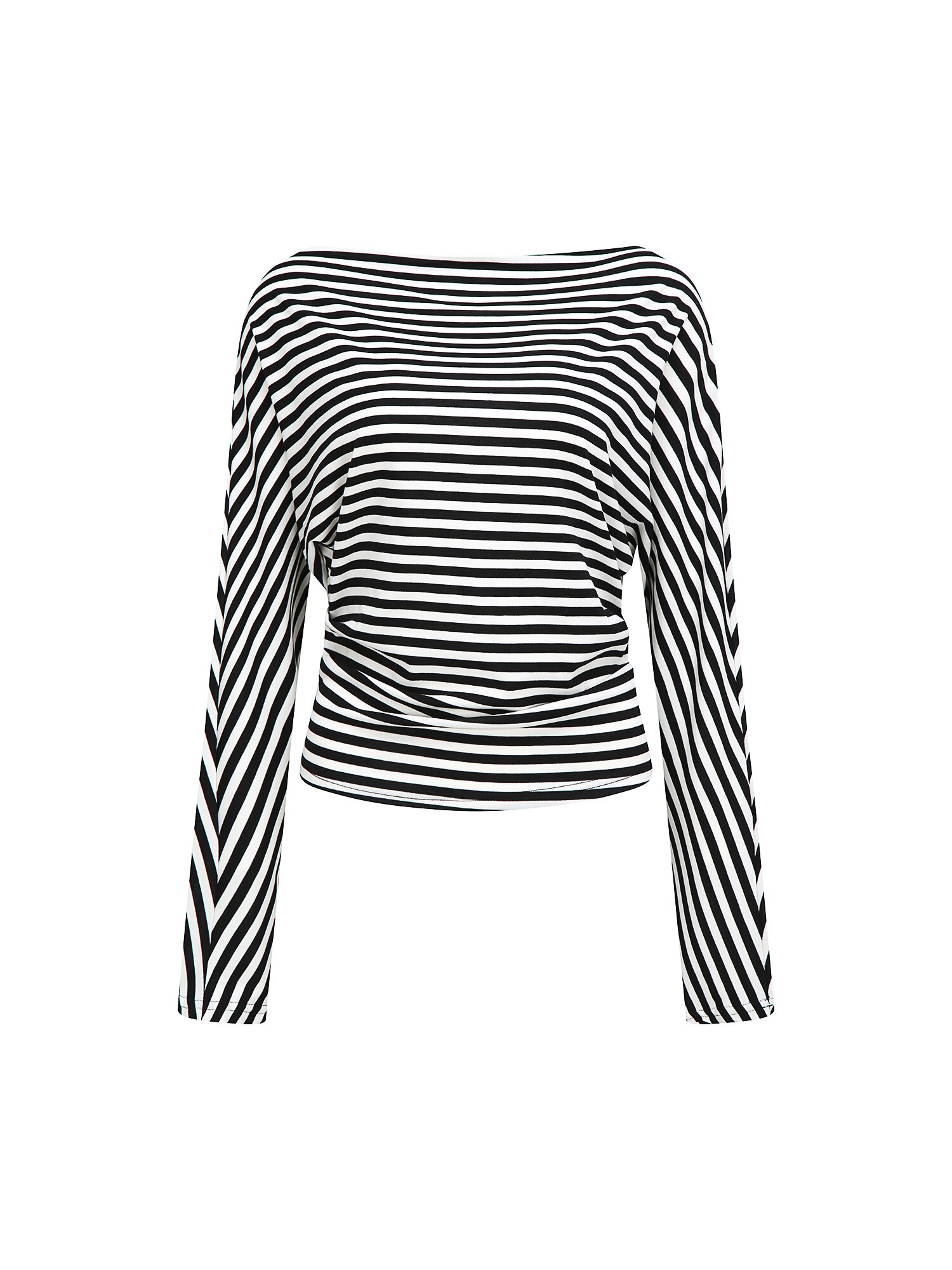 코튼 셔링 오프 숄더 티셔츠 (STRIPE BLACK)