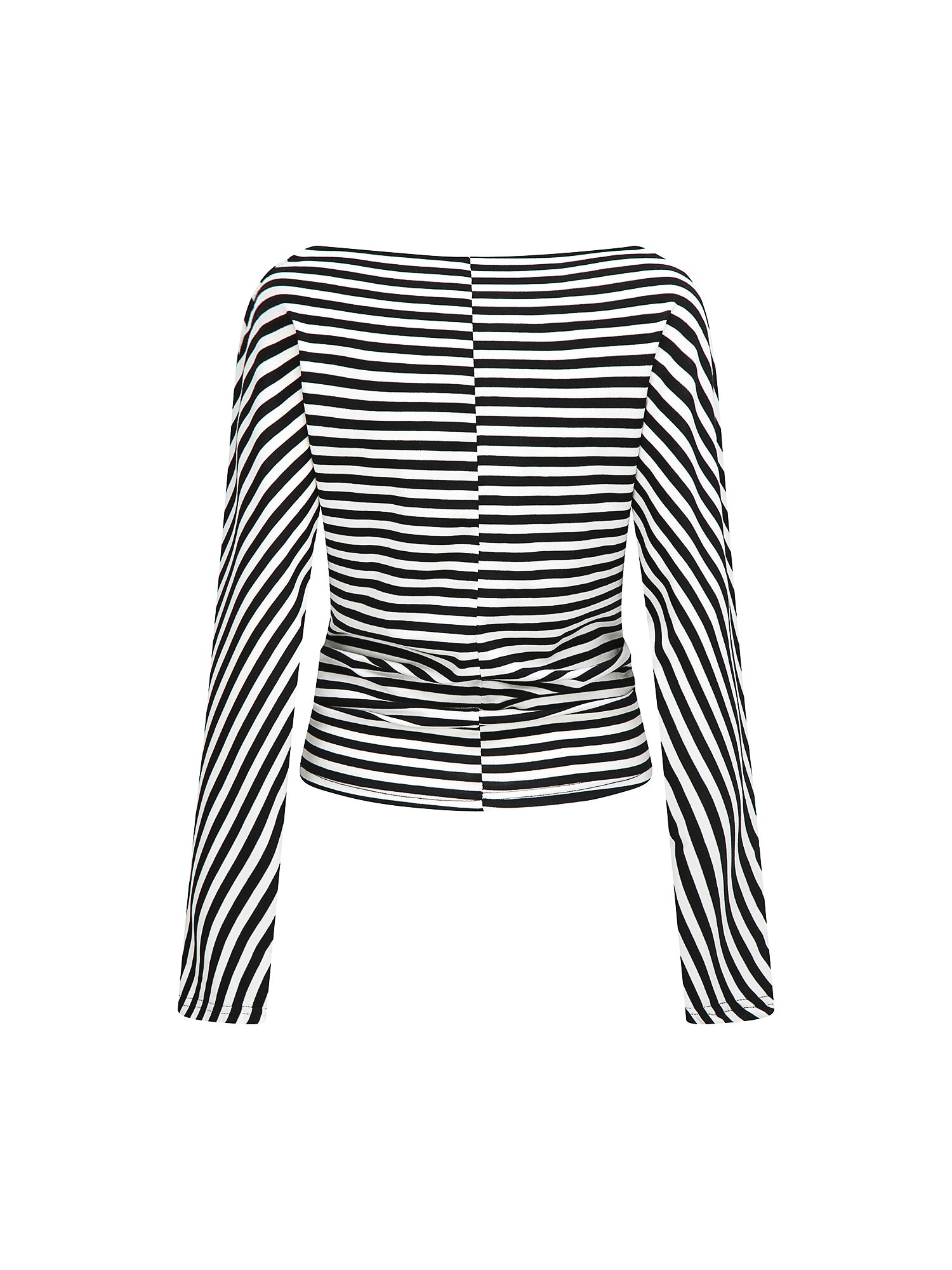 코튼 셔링 오프 숄더 티셔츠 (STRIPE BLACK)