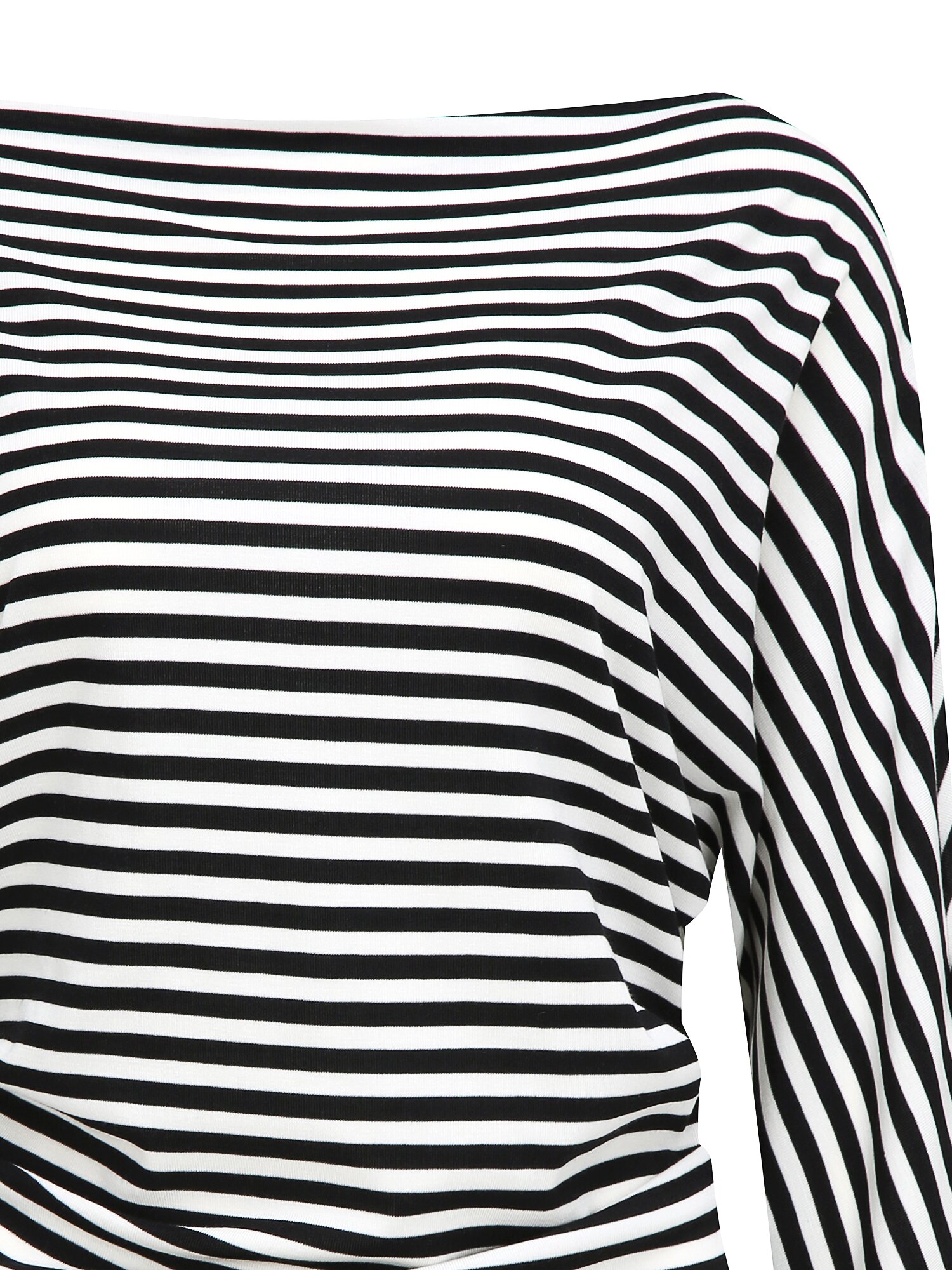 코튼 셔링 오프 숄더 티셔츠 (STRIPE BLACK)