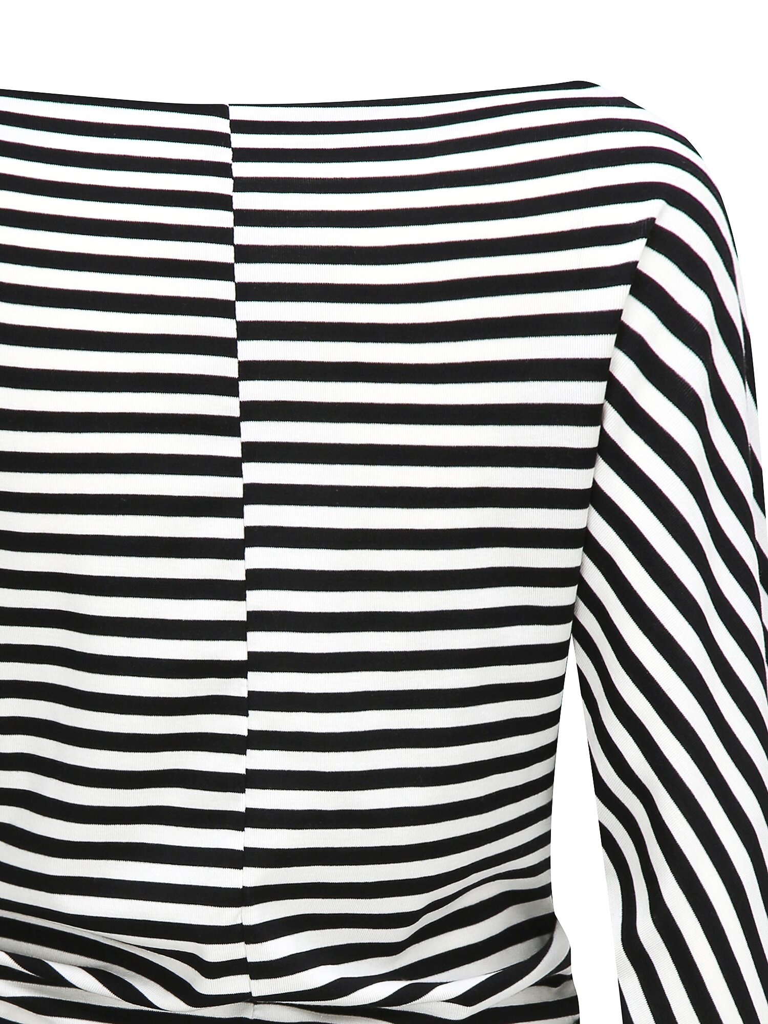 코튼 셔링 오프 숄더 티셔츠 (STRIPE BLACK)
