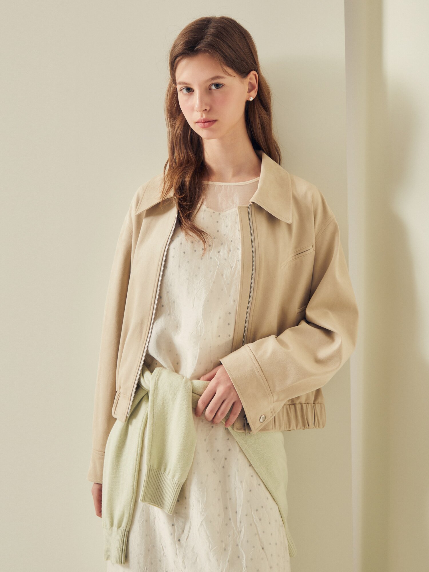 칼라 집업 블루종 점퍼 (BEIGE)