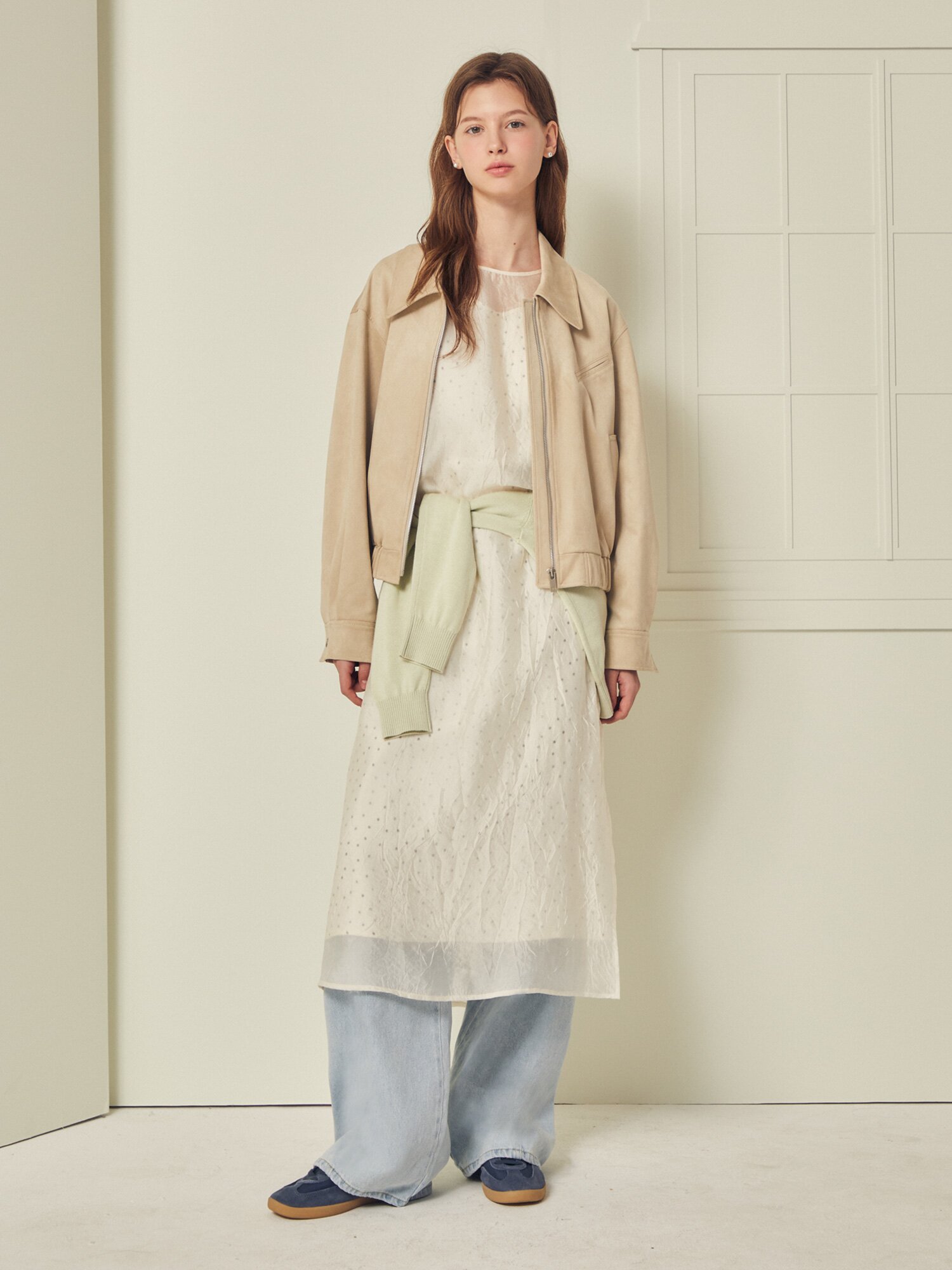 칼라 집업 블루종 점퍼 (BEIGE)