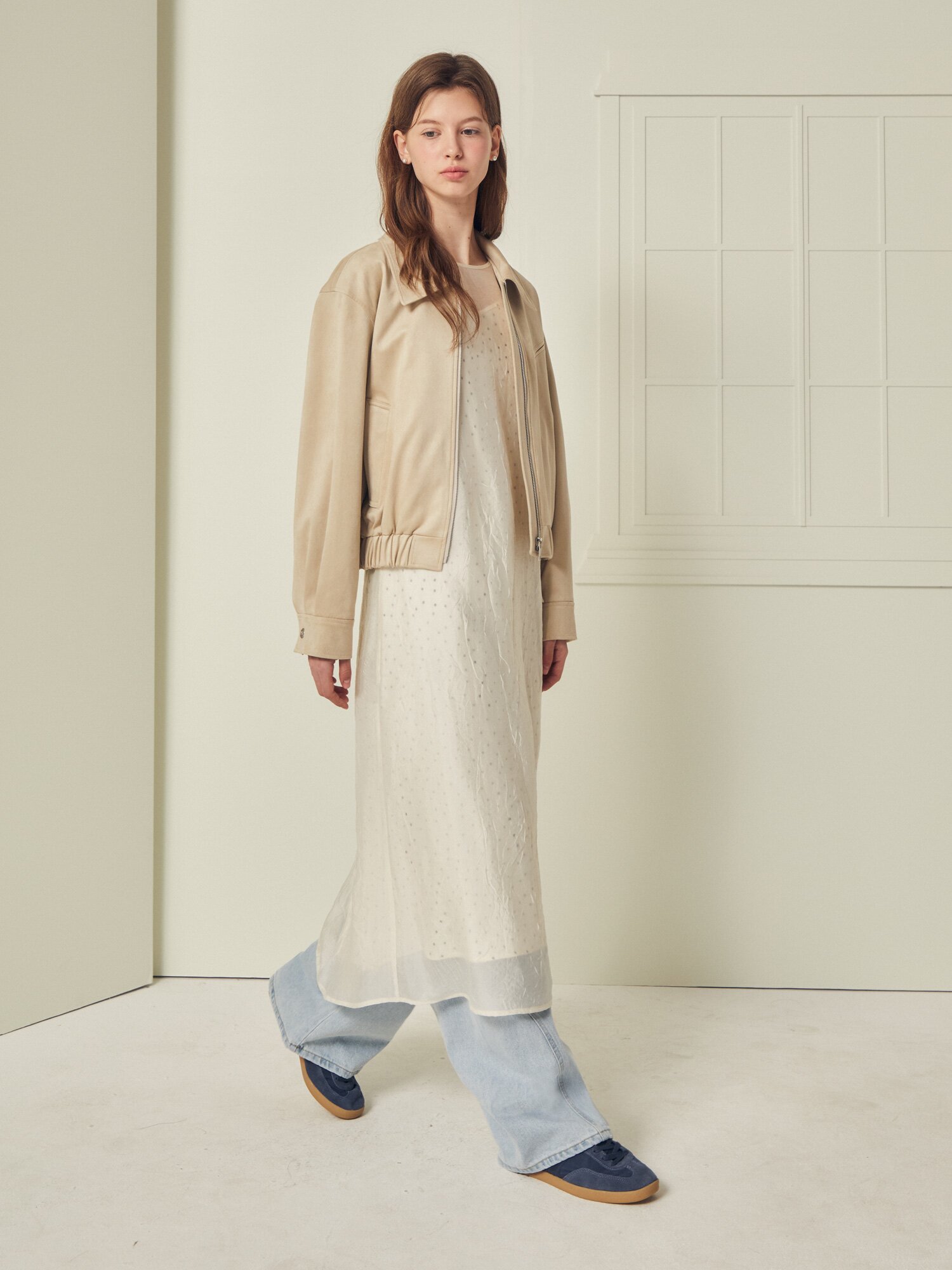 칼라 집업 블루종 점퍼 (BEIGE)