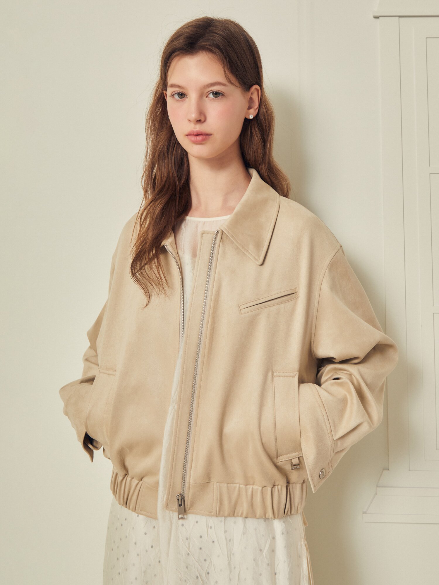 칼라 집업 블루종 점퍼 (BEIGE)